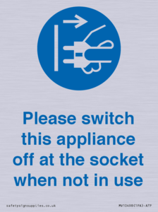 Please switch this appliance off at the socket when not in use